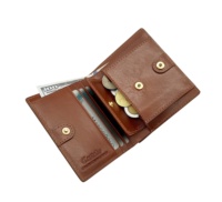 Dompet Kartu dan Uang Koin Lipat Dua Unisex Castello Italia Kulit Asli Desain Minimalis Logo Timbul Bordir Bendera Poliester Pendek