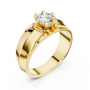 Modern Yellow Gold Lab-Grown Diamond Men’s <b>Statement</b> <b>Ring</b> – Contemporary Wedding Band diamond Jewelry - Product Image 2