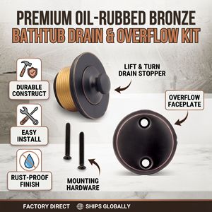 Kit de Conversión de Desagüe de Bañera de Latón con Sistema de Levantamiento y Giro, Tapón Universal Redondo para Bañera, Accesorio de Baño - Product Image 3
