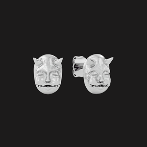 Boucles d'oreilles clous Moissanite motif visage de démon, style Iced Out, bijoux gothiques Hip Hop, boucles d'oreilles de luxe tendance pour hommes et femmes - Product Image 2