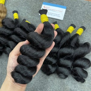 ผมแท้เวียดนาม 100% ขายดี แบบมัดเป็นช่อ ลอนแบบพม่า ซุปเปอร์ดับเบิ้ลดรอน สีดำธรรมชาติ เนียนนุ่ม หนา ปลายผมเต็ม - Product Image 1