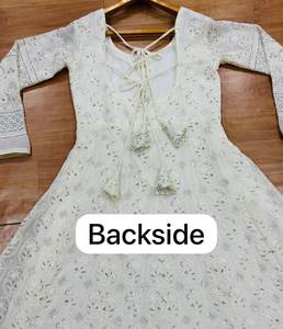 Designer Heavy Faux Blooming Georgette Anarkali Gown with Embroidery <b>Sequins</b> work For Wedding Party Available in Bulk Export - Product Image 6