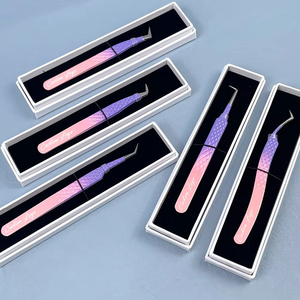 Fiber Tip Custom Logo Stainless Steel Lash Tweezers Thin Straight Volume Skinny <b>Boot</b> Tweezers for Lash Extension - Product Image 5
