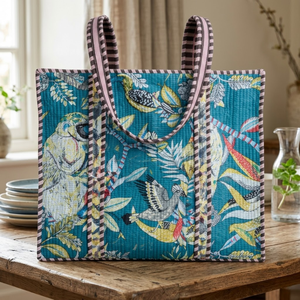 กระเป๋าโท้ทลายป่าแบบขายส่ง ทำจากใยฝ้ายธรรมชาติ กระเป๋าสะพายไหล่เย็บแบบกันธา กระเป๋าถือแบบควิลท์ ผลงานชิ้นเอกคุณภาพสูง - Product Image 2