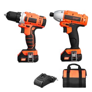 Kit Combo 2 Utensili Cordless 12V Max - Trapano 3/8 e Avvitatore a Impulsi 1/4 con Alimentazione DC - Product Image 1