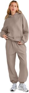 Conjunto Deportivo con Capucha para Mujer, Color Sólido, Corte Holgado, Sudadera y Pantalones Largos con Bolsillos Laterales, 100% Algodón, Otoño - Product Image 6
