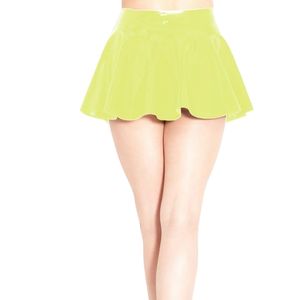 Minifalda Plisada de PU Brillante de Cintura Alta para Mujer, Color Sólido, para Todas las Temporadas - Product Image 5
