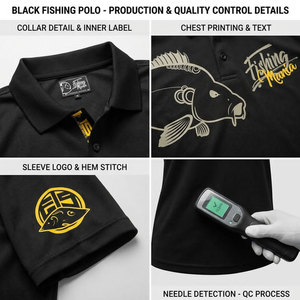 Camiseta Polo Negra de Secado Rápido para Hombre, Marca Fishing, con Estampado de Peces, UPF 50, para Pesca al Aire Libre - Product Image 6
