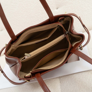 Nouveaux sacs fourre-tout de luxe personnalisables en cuir véritable de haute qualité, avec fermeture éclair, style décontracté, pour femmes - Product Image 4