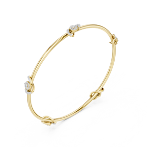 Round Lab Grown Diamond Cluster Station <b>Bangle</b> DEF VVS 10K 14K <b>Solid</b> <b>Gold</b> Custom Infinity Loop Bridal Jewelry Factory Wholesale - Product Image 3