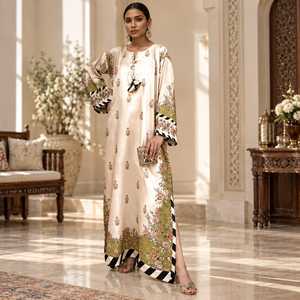 Long <b>Kaftan</b> <b>Dress</b> For Women Floral Printed Modest Maxi Abaya Style Ethnic Wear Muslim Fashion Loose Fit Full Sleeve Resort - Product Image 3