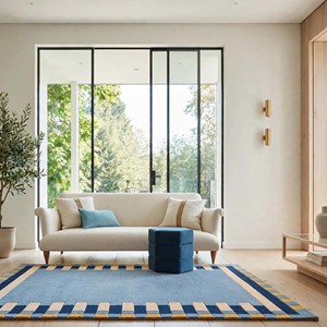 Modern Geometric Area <b>Rug</b> Rectangle Pink Cream Border <b>Flat</b> Weave Non-Slip Living Room Home Decor Contemporary Accent Carpet - Product Image 3