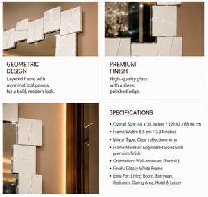 Geometric <b>Wall</b> <b>Mirror</b> <b>Rectangle</b> Design Decorative <b>Mirror</b> <b>for</b> Bathroom Bedroom Living Room Modern Stylish <b>Wall</b> Mounted 35*48 Inch - Product Image 2