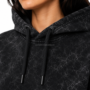 Sudadera con capucha para mujer, estilo vintage, lavado ácido, de algodón grueso, forro polar, OEM, ODM, marca privada, venta al por mayor, personalizada - Product Image 3