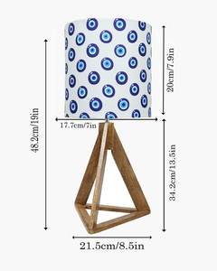 Industrial triangle wood <b>table</b> lamp forest horse print shade <b>rustic</b> dark burn finish <b>bedside</b> light for farmhouse or kids decor - Product Image 2