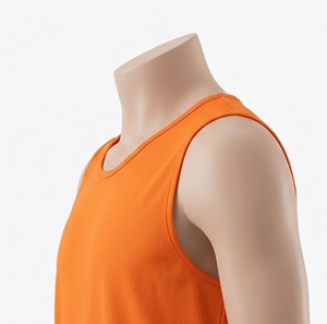 Men's Orange <b>Mesh</b> Tank Top Crew Neck Sleeveless Breathable Regular Fit All Seasons Solid Color 100% Polyester Basketball Apparel - Product Image 6