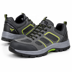 Calzado Deportivo de Trabajo, Botas de Senderismo con Cordones de Malla, Antideslizantes, Transpirables, con Parte Superior de Cuero PU, Suela de PVC y Entresuela de Malla, para Todas las Estaciones - Product Image 1