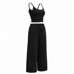 Conjunto de Viaje Personalizado para Mujer, Premium, de Invierno, Top de Manga Larga de Algodón Acordonado y Pantalones Deportivos de Pierna Ancha - Product Image 6