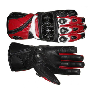 Gants de course pour moto, en cuir, à doigts entiers, noirs et rouges, antidérapants, avec fermeture auto-agrippante, pour la conduite, universels pour homme - Product Image 5