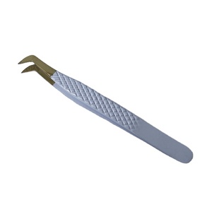 แหนบคีบขนตาแบบตรงและโค้งงอสีขาวและสีทองทำจากสเตนเลสคุณภาพดี - Product Image 1