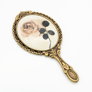 MACY BEAUTY KOREA Antique Bronze Oval <b>Handheld</b> <b>Mirror</b> with Crystal Vintage Vanity <b>Mirror</b> - Product Image 5