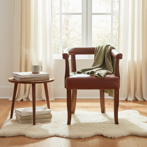 Chaise de salle à manger de luxe en bois massif et cuir véritable, chaise d'appoint haut de gamme pour restaurant, café, hôtel, mobilier de maison - Product Image 3