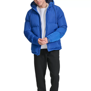 Chaqueta Acolchada con Capucha y Cierre Completo para Hombre, Impermeable, Resistente al Viento, con Capucha de Tejido Softshell para Actividades al Aire Libre, Uso Diario, Paseos Urbanos - Product Image 4