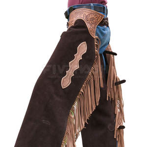 Pantalones de cuero de gamuza estilo western tradicional para eventos ecuestres de vaqueros - Product Image 3