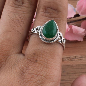 Natural Green <b>Jade</b> Classic Wedding <b>Ring</b> 925 Sterling Silver Women Genuine February Birthstone Jewelry - Product Image 6