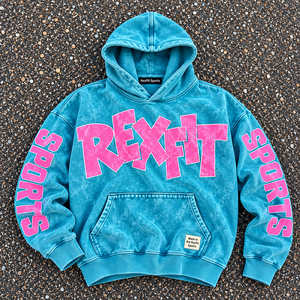 Custom <b>Large</b> Letter Graphic Pullover <b>Hoodie</b> Unisex Oversized Acid Washed Fleece Sweatshirt With Printed Sleeves And Front Pocket - Product Image 1