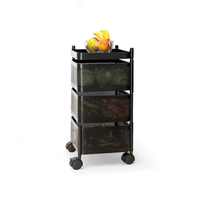 Étagère de rangement alimentaire à cinq niveaux Optimum, finition mate, chariot utilitaire à plateaux solides, non pliable, sur roulettes