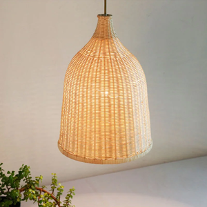 Lámpara Colgante de Ratán en Forma de Campana, Tejida a Mano, Cubierta de Lámpara Colgante Natural para Decoración de Comedor o Cafetería, OEM ODM - Product Image 3