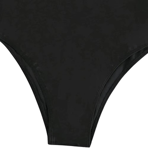 Maillot de bain une pièce en satin noir pour femme, col en V, volants, bretelles spaghetti, sans manches, séchage rapide, tenue de plage printemps-été - Product Image 5