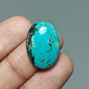 Turquoise naturelle du Hubei, cabochon ovale, pierre précieuse turquoise pour la fabrication de bijoux, 22x16x5 mm. 10 Ct. E662 - Product Image 1