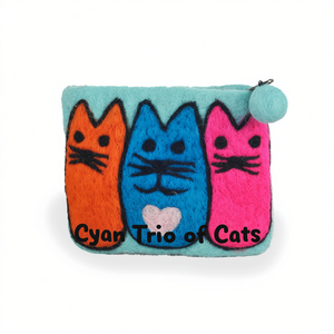 Porte-monnaie en feutre Cyan Trio of Cats - Product Image 2