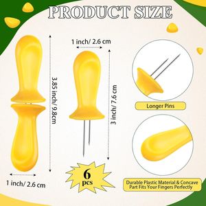 Set di 9 Pezzi Porta Pannocchie di Mais e Vassoio di Servizio Include 6 Porta Pannocchie in Acciaio Inox e 3 Spiedini in Melamina - Product Image 3