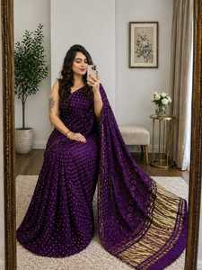 Traditional Indian Bandhani <b>Saree</b> <b>Blouse</b> Fancy Stylish Women's Party Wear Summer Quick Dry Fashion - Product Image 2