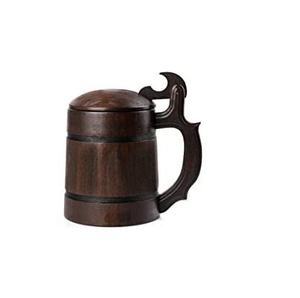 Chope à bière en bois faite à la main, finition polie, style Viking, finition vintage, tasse à café, chope à bière, cadeau, accessoires pour boissons - Product Image 4