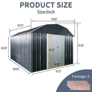 10 ft X 12 ft Black Outdoor Metal <b>Storage</b> <b>Shed</b> with Arch Roof and Lockable Doors for Backyard <b>Garden</b> Patio or Lawn <b>Storage</b> - Product Image 4