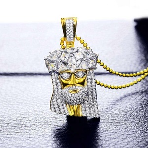 Fabricación de Joyería Hip Hop al por Mayor, Chapado en Oro de 14k, Diamantes de Imitación, Colgante Religioso con Zirconia de Jesús - Product Image 2