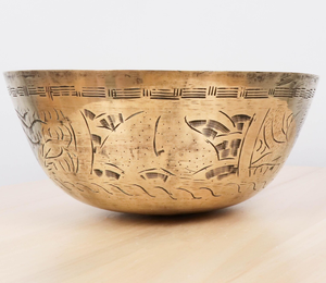 Bol à fruits en laiton artisanal indien, grand bol de rangement en métal pour comptoir, bol à fruits, vaisselle décorative - Product Image 3