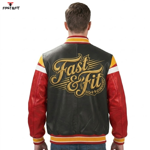 Blouson d'hiver personnalisé de haute qualité pour homme, style universitaire tendance, en cuir et toile, avec logo frontal, coupe-vent - Product Image 6