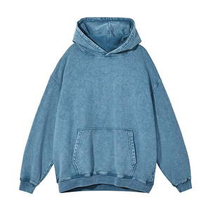 Men's Regular Fit Hooded Sweatshirt Solid Color Washed 100% Cotton French Terry Casual Pocket Design Winter Streetwear - Product Image 1