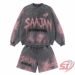 Custom <b>Men</b> Acid Wash <b>Hoodie</b> <b>and</b> <b>Shorts</b> Streetwear <b>Set</b> OEM ODM Wholesale Manufacturer - Product Image 1
