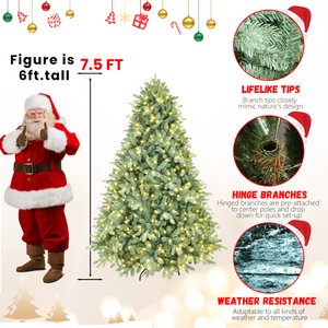 Albero di Natale Artificiale Blu-Verde da 2,3m con Luci LED Bianco Caldo, Filo in Ferro con Memoria, 800 Punte in PE/PVC Misto, Dimensioni 60cm - Product Image 2