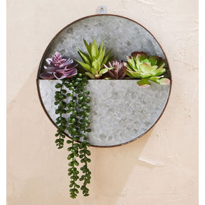 Maceta Redonda de Metal Galvanizado Estilo Rústico para Colgar en la Pared, para Interiores y Exteriores, para Jardín y Decoración del Hogar, en Oferta - Product Image 4