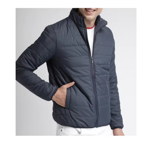 Dark Slate Gray Custom Men Padded <b>Jacket</b> Stand Collar Quilted Zip Winter Coat Lightweight OEM Factory Premium Outerwear Pro - Product Image 5