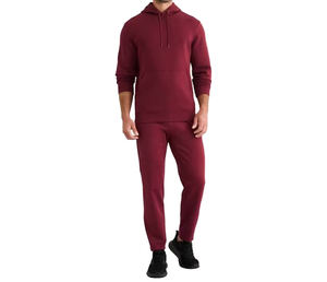 Men's Hooded Fleece Sweatshirt <b>Set</b> Solid Color Casual Autumn Wear 100% Cotton Breathable <b>Knitted</b> Custom Logo Front Digital - Product Image 1