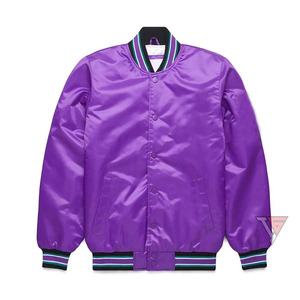 Customized Design Team Name &amp; Number Winter Canvas Satin Bomber <strong>Jacket</strong> with Embroidery Windproof &amp; Waterproof for Men - Product Image 1