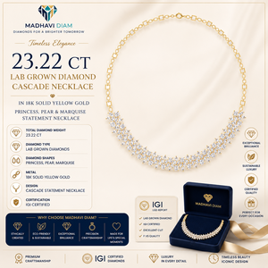 Exclusive 23.22 Carat Lab Grown Diamond Cascade <b>Necklace</b> in 18K Yellow Gold | Princess Pear Marquise <b>Statement</b> <b>Necklace</b> - Product Image 1